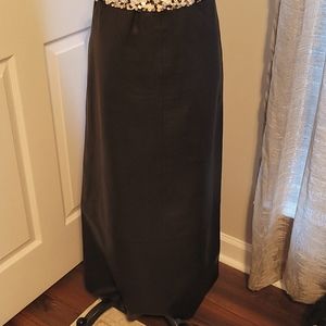 Banana Republic Black Leather Maxi Skirt